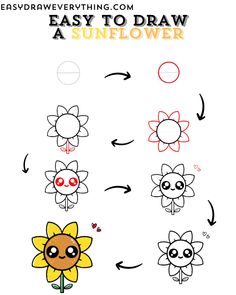 how to draw a sunflower step by step with pictures and instructions for beginners