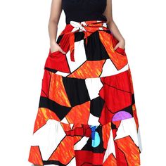 Red Ankara Skirt Red Cotton Flared Skirt Bottoms, Casual Red Long Skirt, Red Casual Midi Skirt, Casual Red Midi Skirt, Red Cotton Long Skirt, Red Flared Skirt For Summer, Red Cotton Flared Skirt, Red Flared Cotton Skirt, Casual Red Full Skirt Bottoms