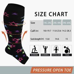 Plus Size Compression Socks Open Toe-Meteor | Moon Wood Breathable Supportive Stretch Socks, Supportive Breathable Fitted Socks, Plus Size Compression Socks, Supportive Compression Breathable Socks, Breathable Compression Functional Socks, Breathable Compression Sports Socks, Black Stretch Breathable Knee-high Socks, Garter Stockings, Breathable Stretch Mid-calf Socks