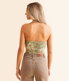 Willow & Root Floral Jacquard Halter Vest - Green Small, Women's Sagemulti Cropped lace-up lined vest Bust measures 34 on size small Body length 17 on size small. Layering piece(s) and/or accessories sold separately.. Shell: 80% Polyester 20% Rayon. Lining: 97% Polyester 3% Spandex. Hand wash cold. Do not bleach. Lay flat to dry. Iron low. Apparel & Accessories > Clothing > Shirts & Tops Halter Vest, Vest For Women, Floral Jacquard, Accessories Clothing, Women's Coats & Jackets, Women's Coats, Layering Pieces, Womens Vest, Lay Flat