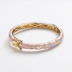 Junior Jewels Brass Pink Enamel Heart Bangle Bracelet - Kids, Girl's Heart Bangle Bracelet, Enamel Bangle, Jewelry Accessories Ideas, Jewelry Lookbook, Pink Enamel, White Turquoise, Girly Jewelry, Girls Jewelry, Jewelry Inspo