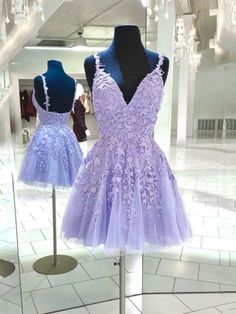 Purple lace short prom dress homecoming dress Purple Graduation Dress Short, Purple Grad Dresses Grade 8, Damas Outfits Quinceanera Purple, Purple Dama Dresses, Purple Quinceanera Ideas, Purple Prom Dress Short, Graduation Dresses, Hoco Dresses Short, Purple Homecoming Dress