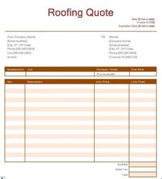 a roofing invoice is shown with the words roofing quote on it