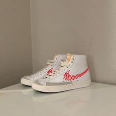 Almost Brand New. Only Worn A Few Times And In Great Condition!! Womens Size 9, Mens 7.5 Shoes Nike Blazer, Nike Blazers, Nike Blazer, Nike White, Shoes Nike, Logo Color, White Nikes, Women's Sneakers, Womens Shoes Sneakers