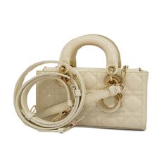 Christian Dior Lady D Joy Two-Way Bag Cannage Patent Leather White Bags Christian Dior, Lady D, Dior Bag, Christian Dior, White Color, Patent Leather, Color White, Dior, Bag Lady