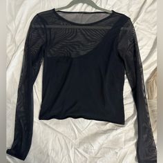 Abercrombie Mesh Top Never Worn Size M Perfect Going Out Top! Black Mesh Top With Mesh Sleeves For Spring, Black Mesh Top With Mesh Sleeves For Fall, Casual Tops With Mesh Sleeves For Night Out, Spring Black Crew Neck Mesh Top, Black Crew Neck Mesh Top For Spring, Black Mesh Crew Neck Top For Fall, Black Mesh Top With Crew Neck For Fall, Black Crew Neck Mesh Top For Fall, Fitted Black Mesh Top For Fall