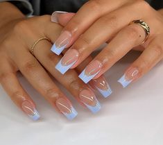 Ball Nails, Girly Nails, Sneaker Ball, Girly Acrylic, Baby Blue Nails, Square Nail Designs, Prom 2024, Blue Acrylic Nails