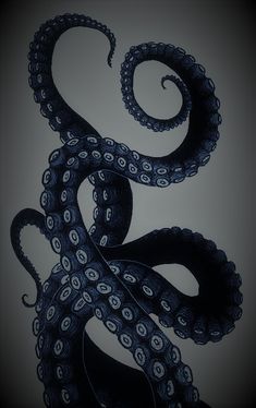 an octopus is standing in the dark with its tentacles curled around it's neck