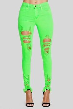 Description: Room with a view Neon Green Distressed JeansMaterial: Fabric, Tencel 35.7% Cotton 10.5% T400 1.8% SpandexMade in Made in USAAlso available in yellow, orange, pink, denim, white and black Summer Cotton Jeans With Holes, Green Bottoms With Frayed Hem For Fall, Summer Stretch Distressed Jeans, Distressed Stretch Jeans For Summer, Trendy Neon Stretch Bottoms, Trendy Stretch Jeans With Holes, Green Cotton Jeans With Frayed Hem, Ripped Stretch Jeans For Summer, Summer Stretch Ripped Jeans