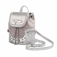 Trendy mini-backpack in silver with chain details and textured accents. Features a flap closure and adjustable shoulder straps for comfortable wear Size: 22*12*20 cm / 8.7*4.7*7.9 inMaterial: Vegan Leather Silver Backpack For Travel, Silver Bag With Chain Strap For Travel, Silver Shoulder Bag With Chain Strap For Travel, Silver Bags With Chain Strap For Travel, Trendy Silver Backpack For Travel, Trendy Silver Backpack For School, Trendy Silver Backpack, Silver Shoulder Bag With Metal Hardware For Travel, Y2k Black Aesthetic