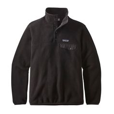 W's Lightweight Synchilla® Snap-T® Pullover, Black w/Black (BOB) Patagonia Style, Pullovers Outfit, Patagonia Pullover, Casual Skirt Outfits, Patagonia Synchilla, Warm Down, Coat Men, Cozy Pullover, Fleece Coat