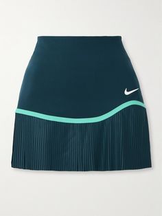 Nike's ' Advantage' tennis skirt will give you just the confidence boost you need to perform your best on the court. It’s cut from moisture-wicking Dri-FIT that's strategically ribbed at the hem, so it moves with you without flying up. The in-built shorts ensure comfortable coverage and have pockets on each side. Fitted Moisture-wicking Tennis Skirt, Green Tennis Skort In Athleisure Style, Blue Tennis Bottoms, Green Sporty Tennis Bottoms, Blue Athleisure Tennis Skirt For Sports, Blue Stretch Skort For Tennis, Sporty Fitted Tennis Skort, Fitted Blue Skort For Sports, Fitted Blue Tennis Dress Athleisure Style