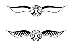 two black and white wings with designs on them