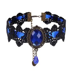 PRICES MAY VARY. ✿100% Brand New and High Quality ✿Metals Type: crystal,lace,alloy ✿Color: blue ✿This choker lace is unique and fashion,Perfect for Halloween,Costume play, Festival party,Thanksgiving,Christmas,Masquerade,Single party,Buck's Party,Quinceanera, Engagement Celebration,Fashion Show,Renaissance Theme Play. Choker lace up, laced choker ✿ If you have any further questions, Please post into Customer Questions&Answers at the bottom of this page or email us to find out more Note: 1.Due to Vampire Choker, Dark Blue Jewelry, Black Lace Necklace, Black Lace Choker Necklace, Vampire Jewelry, Gothic Mode, Black Lace Choker, Lace Choker Necklace, Crystal Lace