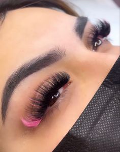 Feathered Eyelash Extensions, Color In Eyelash Extensions, Mink Lash Extensions Styles, Eye Lash Extensions Styles Color, Wispy Hybrid Lash Extensions With Color, Eyelashes Extensions With Color, Color Eyelash Extensions Styles, Wispy Eyelash Extensions With Color, Pink Eyelashes Extensions