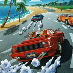 Outrun ar Retro Games Poster, Retro Gaming Art, Retro Artwork, Arte 8 Bits, New Retro Wave, Vintage Video Games, Game Illustration, Retro Video Games