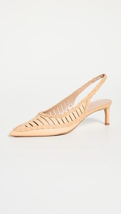 Ulla Johnson Strappy Kitten Slingback Heels | Shopbop Natural Branding, Slingback Heels, Heel Caps, Slingback Heel, New York Street, Shoe Closet, Rubber Heels, Kitten Heel, Ulla Johnson