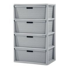 three drawers with baskets on each side