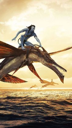 a woman riding on the back of a dragon