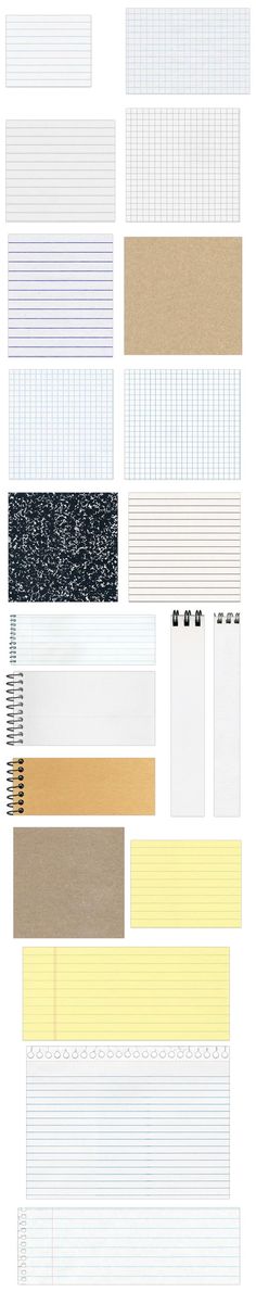 several different types of paper with stripes and lines on them, all in various colors