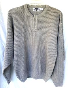 Retro Long Sleeve Ribbed Sweater, Vintage Long Sleeve Polo Sweater For Winter, Vintage Gray Crew Neck Sweater, Vintage Oversized Sweater With Ribbed Cuffs, Vintage Gray Sweater For Fall, Gray Vintage Sweater For Fall, Vintage Winter Sweater With Ribbed Cuffs, Vintage Gray Cotton Sweater, Vintage Crew Neck Polo Sweater For Winter