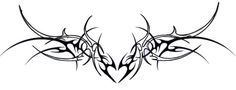 an artistic tattoo design that looks like two horns with large, sharp fangs on them