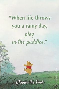 winnie the pooh quote with an image of a tree and grass field in the background