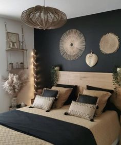 bedroom style ideas modern simple Beautiful Bedroom Designs, Black Accent Walls, Bedroom Decor Design, Bedroom Decorating, Beautiful Bedrooms, Bedroom Colors, Design Case