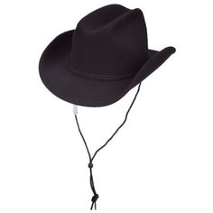 Dorfman Pacific Boys' Polyester Western Hat with Chin Cord, Black, TSCYWSTRN-BLK Black Felt Cowboy Hat, Felt Cowboy Hat, Felt Cowboy Hats, Western Hat, Western Cowboy Hats, Tractor Supply, Western Hats, Black Felt