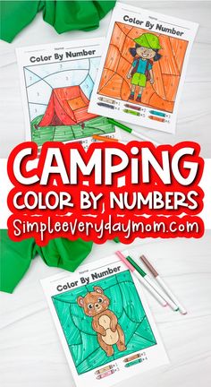 the camping coloring book is open and ready to be colored