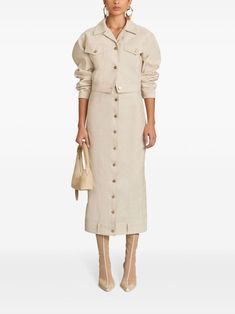 Cult Gaia Daphne Jacket | Neutrals | FARFETCH ZA Wardrobe Edit, Yoko London, Cult Gaia, Iconic Bags, Boots Fall, Exclusive Fashion, Notched Collar, Ballet Flat Shoes, Ski Wear