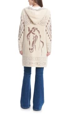 Women's Western Clothing, Aztec Horse, Horse Woman, Cardigan With Hood, Buckaroo Boots, Cowboy Boots Square Toe, Ostrich Boots, Clothing Winter, Boho Clothes