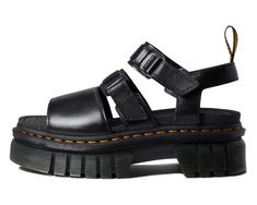 Dr. Martens Ricki 3-Strap Sandal | Zappos.com Black Leather Sport Sandals With Strap, Black Leather Strap Sport Sandals, Modern Leather Slides With Double Strap, Adjustable Leather Slides With Round Toe, Black Leather Double Strap Slides, Modern Leather Double Strap Slides, Modern Double Strap Leather Slides, Black Leather Footbed Sandals With Strap, Black Leather Strap Footbed Sandals