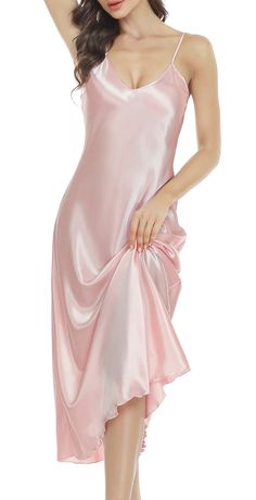 PRICES MAY VARY. 【SILKY FOR SATIN NIGHTDRESS】Satin Lace trim nightshirt is made from 100% Polyester, silky feel to the skin and deep V-neck with sexy lace make you have a charming night, silk touch fabric help you have a wonderful sleep. 【ADJUSTABLE STRAPS FOR CHEMISE】The chemise's texture is beautiful feels of a very high quality, exceptionally silky for satin. And it comes with spaghetti adjustable strap to fit very well, sexy v-neck to looks and feels beautiful to wear. 【ELEGANT & SEXY DESIGN Nightgown Silk, Lingerie Satin, Satin Nightgown, Silk Chemise, Lingerie Party, Satin Lingerie, Silk Lingerie, Nightgowns For Women, Lace Babydoll