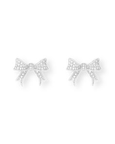 The perfect finishing touch to any look.. . Sweet, chic, and classic - these dainty bow earrings will add a hint of Provocateur sparkle to your everyday. Bow-shaped stud earrings Sparkling crystal detail Real silver plating Comes presented in a luxurious velvet gift bag Try styling with the Ari necklace for an extra hint of dazzle Silver Fancy Earrings, White Bow Earrings, Silver Luxury Jewelry, Chic Silver Earrings With Decorative Bow, Classic Bow Earrings For Anniversary, Silver Bow Earrings, Ballerina Earrings, 2025 Graduation, Bow Earring