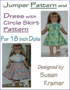 the doll is wearing a dress with circles on it