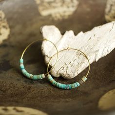 Minimal Turquoise Hoop Earrings Lightweight hoops that you will forget you're wearing. heishi beads on 35mm brass hoops Nickel-free Heishi Bead Hoop Earrings, Bohemian Heishi Beads Small Hoop Earrings, Bohemian Small Hoop Heishi Bead Earrings, Bohemian Heishi Beads Hoop Earrings As Gift, Bohemian Heishi Beads Hoop Earrings, Nickel-free Small Hoop Heishi Bead Earrings, Small Turquoise Nickel-free Hoop Earrings, Adjustable Turquoise Hoop Earrings For Festival, Small Nickel-free Turquoise Hoop Earrings