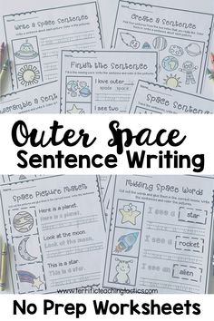 the outer space sentence writing worksheets are great for students to practice their language skills