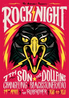 rock and roll night poster with an eagle