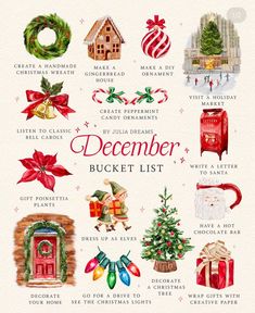 a christmas card with the words'december bucket list '