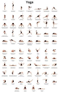 a woman doing yoga poses in different positions