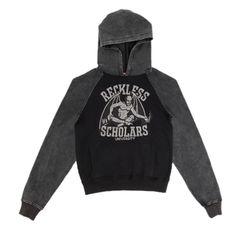 Brand New Hoodie Size Medium -100% Loop Back Stone Washed Cotton -Scholars Gargoyle Logo In Metal Nail-Head Studs -Metal Extruded Popper Drawstring Hardware -Raglan & Square Split Pocket Pattern -Waffle Lined Hood Black Distressed Hoodie For Winter, Distressed Washed Black Hoodie For Fall, Distressed Washed Black Hoodie, Winter Black Distressed Hoodie, Distressed Black Crew Neck Hoodie, Washed Black Sweatshirt For Fall Streetwear, Washed Black Graphic Print Hoodie For Fall, Fall Distressed Black Sweatshirt, Black Washed Relaxed Fit Sweatshirt