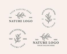 four logos with leaves on them and the words nature logo in different font styles, including one