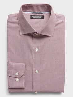 Slim-Fit Non-Iron Dress Shirt with Cutaway Collar | Banana Republic Wrinkle-resistant Collared Dress Shirt For Business Casual, Wrinkle-resistant Collared Dress Shirt For Business, Red Shirt Dress, Clean Look, Cutaway Collar, Cotton Dress, Cotton Dresses, Dress Shirt, Wrinkles