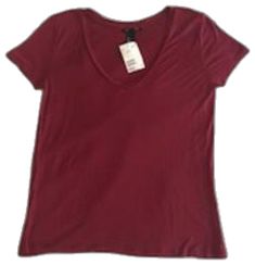 Burgundy V-neck Top For Summer, Burgundy V-neck Summer Top, Summer Burgundy V-neck Top, H&m Cotton V-neck Tops, H&m V-neck Cotton Tops, Rolling Stones Shirt, Closet Needs, Glitter Shirt, How To Fold Sleeves