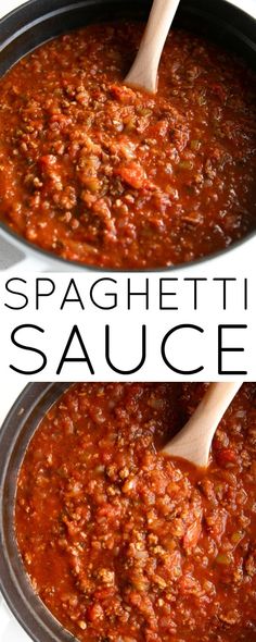 two images showing how to make spaghetti sauce