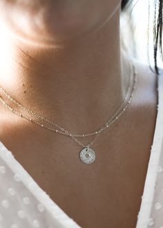 · 1/2" (12.7mm) disc· 14k yellow gold fill, 14k rose gold fill, and sterling silver options· Sturdy, timeless, and built to be worn everydayOur classic 1/2” necklaces are easy to layer, elegant, and ready to be personalized with your most special sentiments, moments, and memories! Created to last a lifetime, these necklaces will remain evergreen even as the years and trends come and go.Personalizing your piece with a message? Reference our fonts and symbols chart for font options and character m Disc Necklace, Classic Gold, Gold Filled, Silver Necklace, Yellow Gold, Necklaces, Rose Gold, Sterling Silver, Chain