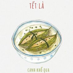 a drawing of some food in a bowl with the words tet la on it