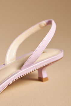 Leather upper, insole, sole Plastic kitten heel Slip-on styling Imported | Square-Toe Slingback Kitten Heels by Maeve in Purple, Women's, Size: 7, Leather/Plastic at Anthropologie Colorful Kitten Heels, Dance Fits, Slingback Kitten Heels, Kitten Heel Wedding Shoes, Black Kitten Heels, Slingback Flats, Heel Mules, Square Toe Heels, Silver Heels