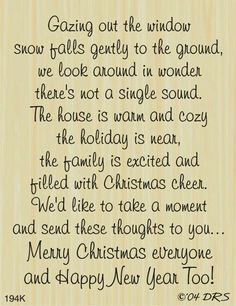 a christmas card with the words merry new year and snow falls gently to the ground